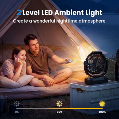 Portable Camping Fan with Light and 24000mAh Battery - 3-in-1 Rechargeable Fan for Outdoor Travel