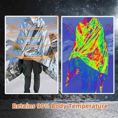 10 Pack Emergency Thermal Blanket Survival, Mylar Blankets for Outdoor, Space Blanket, Silver Foil for Survival, Survival Kit Camping Blankets, Body Warmer, First Aid, Hiking 84¡± x 52¡±