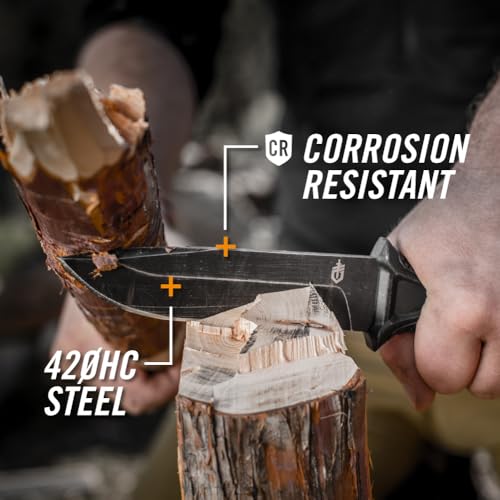 Gerber Gear StrongArm Knife - Fixed Blade - Tactical Knife for Survival Gear - Full Tang, 420HC Steel Blade - Camping Survival Knife - Made in USA - Plain edge, Coyote Brown
