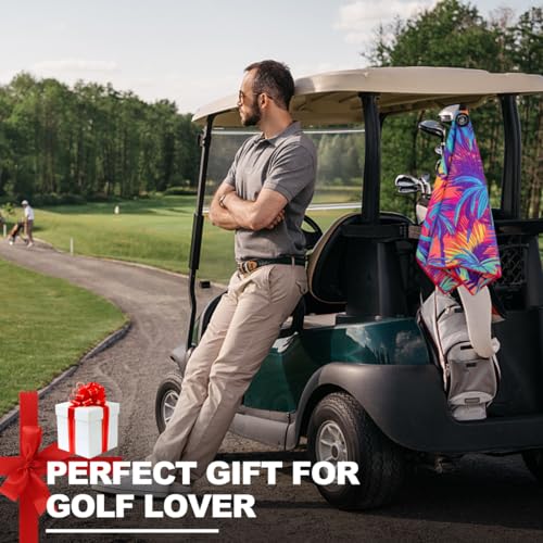 Magnetic Golf Towel for Golf Bags - Colorful Microfiber Waffle Pattern with Clip