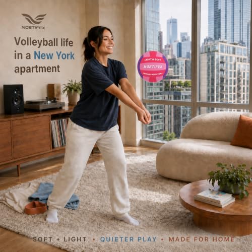 Soft Volleyball for Indoor Practice - Noetifex Light Cushion Ball, Red Pink Purple Premium Variation