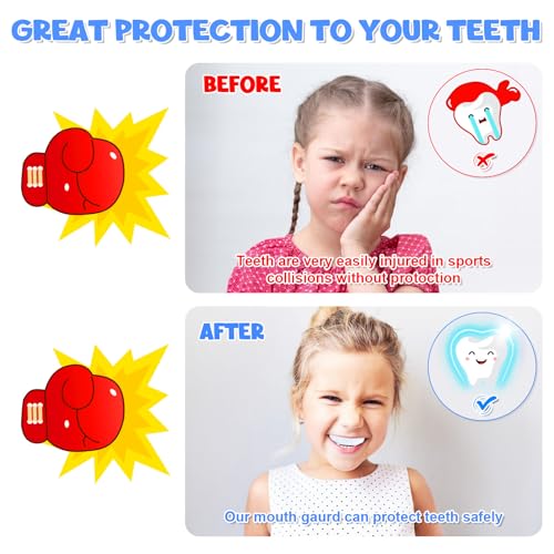 Youth Mouth Guard 6 Pack for Kids 8-14 Years Old with Carry Cases - Safe Sports Protection