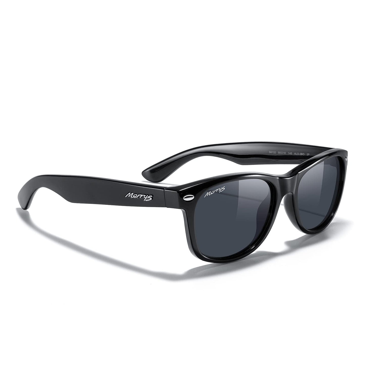 MERRY'S Polarized Unisex Shades Sunglasses for Men and Women Vintage Polarized Sun Glasses Mirror Lens (Black Frame/Black Lens, 55)