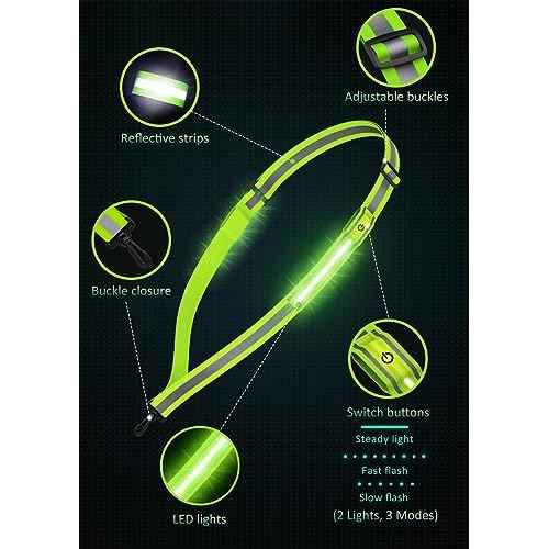 LED Reflective Belt Sash Walking Gear,Safety Lights for Walkers at Night,High Visibility Safety Rechargeable Reflective Running Gear for Men Women Kids Night Dog Walking Gear