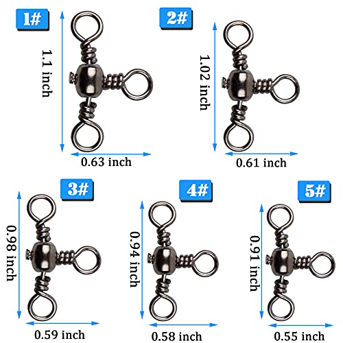 3 Way Fishing Swivels Set 50/100pcs Crossline Barrel Swivels for Catfish & Surf Rig