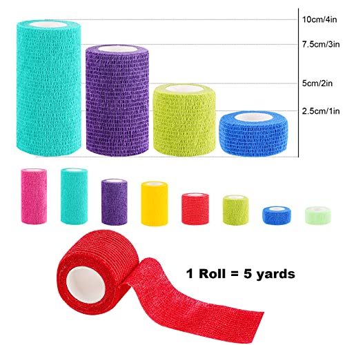 NiHealth 8PCS Self-Adhesive Cohesive Elastic Bandage Wrap Tape Assortment - Mixed Colors, 4 Widths