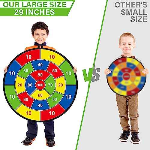 Large Dart Board for Kids, Kids Double-Sided Dart Board with Sticky Balls and Darts, Indoor/Outdoor Sport Fun Party Play Game Toys, Gifts for 3 4 5 6 7 8 9 10 11 12 Year Old Boys Girls