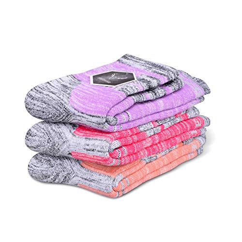 FEIDEER Hiking Walking Socks For Women, Multi-pack Outdoor Recreation Cotton Moisture Wicking Crew Socks
