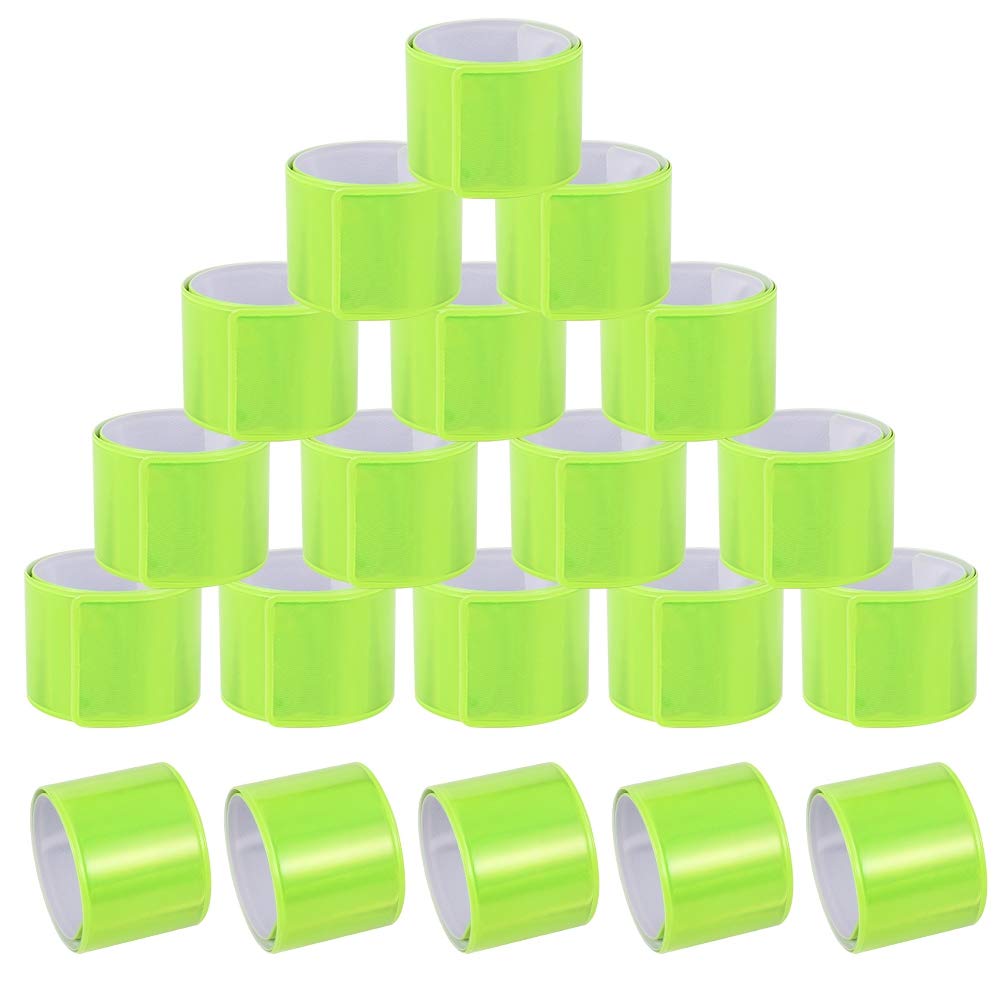 Hoemwarm 20Pcs Reflector Snap Bands High Visibility Safety Wristbands for Running, Cycling, Walking, Night Outdoor Activities