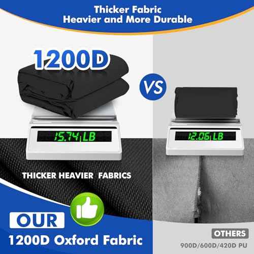 1200D Waterproof Boat Cover - Fits 16' to 18.5' ft Bass, V-Hull, Tri-Hull, Fish & Ski, Runabout Bowrider Boats - Heavy Duty Canvas Black