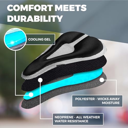 Roam Seat Cushion Cover - Black Gel Pad for Mountain, Exercise & Road Bikes