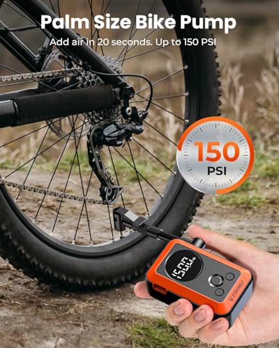 ETENWOLF Mini Bike Pump Vivid Orange - Fast Inflator with Gauge