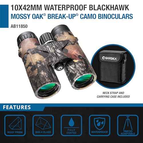 Barska Blackhawk 42mm Binoculars ? Waterproof Fogproof, BAK-4 Prism, Multi-Coated Optics, Rugged Rubber Armor, for Hunting, Bird Watching & Outdoor Use