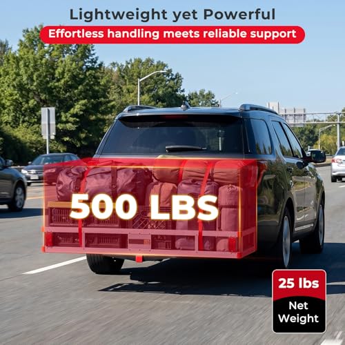 Heavy Duty Aluminum Hitch Cargo Carrier 500 lbs Capacity for SUV & Truck