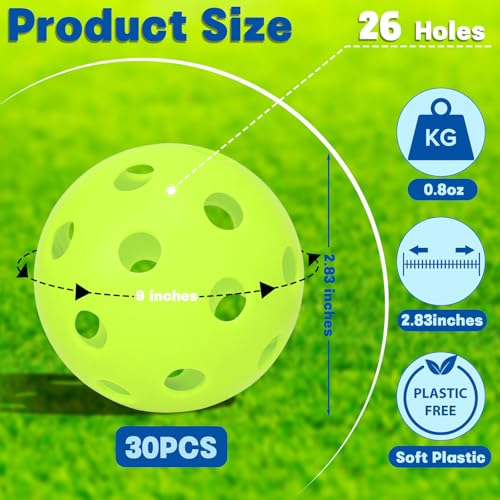 Practice Baseballs Set 30 Green Plastic Soft Training Balls for Indoor and Outdoor Sports - Hollow Design