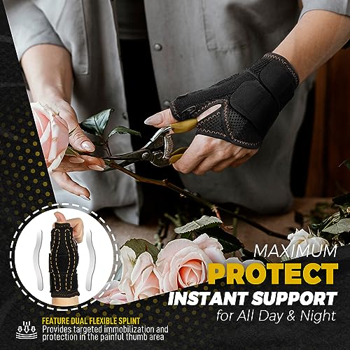 FITTOO Copper Infused Thumb & Wrist Brace for Men and Women - Comfortable CMC Thumb Brace Spica Splint for Pain Relief, Tendonitis, Right & Left Hand - Universal Size