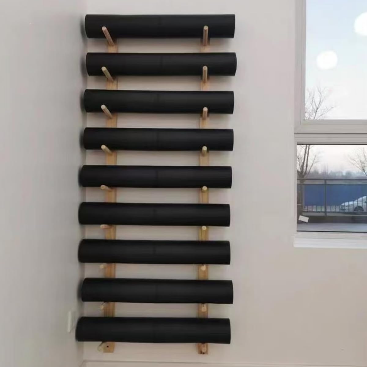 JVHOO Yoga Mat Holder Wall Mount, Yoga Mat Storage Racks, for Home, Commercial Gym, Freestanding Display Shelf (9 Layer)