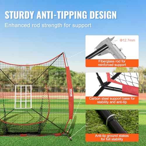 VEVOR Softball Practice Net, Portable Baseball Training Net for Hitting, Batting, Catching, Pitching - Backstop Equipment with Bow Frame, Carry Bag, Strike Zone, Batting Tee