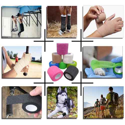 Self Adhesive Bandage Wrap 15Roll,Non-Woven Cohesive Bandage Tape,5CM x 5Yard Vet Wrap Tape for Wrist & Ankle Grip Cover,Elastic Athletic Tape-15color