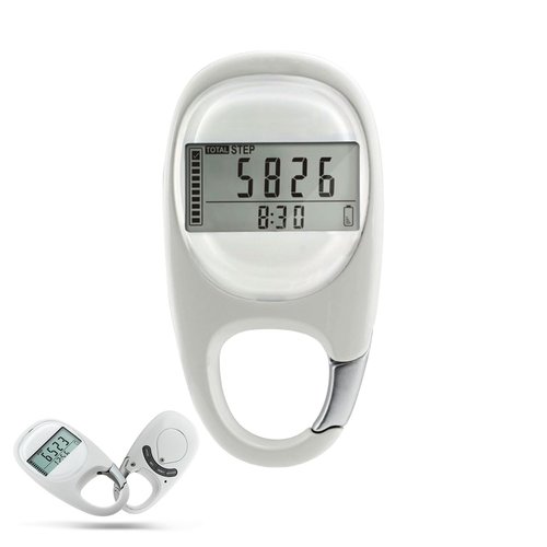 Simple Pedometer for Walking, Accurate Step Tracker with Carabiner, 3D Step Counter for Men Women Kids Seniors (White)