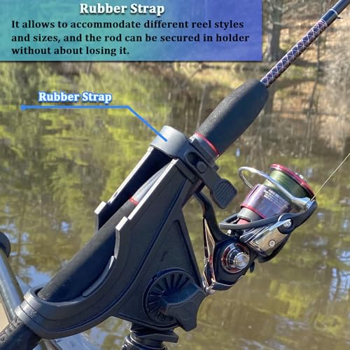 Kayak Track Fishing Rod Holder with Rubber Strap - Pack of 1 - Adjustable & Easy Install