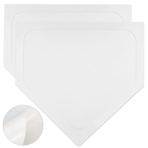 Mototo 2 Pieces White Baseball Home Plate Rubber Throw Down Baseball Bases 16 inch Softball Home Plate Kickball Bases for Kickball Practice Pitching Hitting Training Equipment (2 PCS)