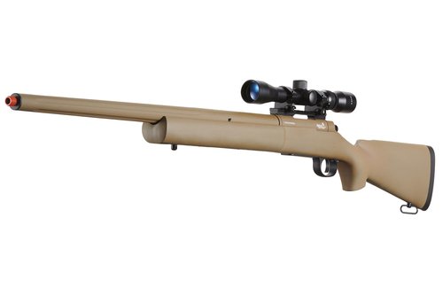Lancer Tactical Upgraded M24 Bolt Action Spring-Powered Sniper Airsoft Rifle with Scope (Threaded, CNC Aluminum Spring, Up to 500 FPS)