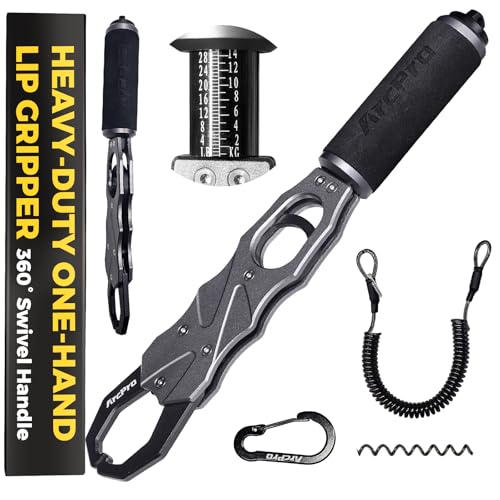 Heavy Duty Fish Lip Gripper with Scale - Aluminum Alloy, Saltwater & Freshwater Use