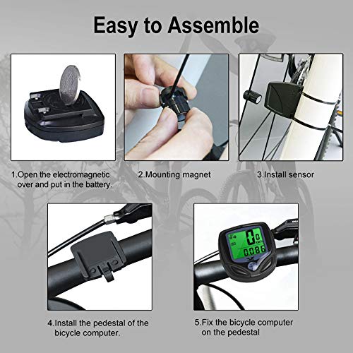 YS SY Bicycle Speedometer and Odometer Wireless Waterproof Cycle Bike Computer with LCD Display & Multi-Functions