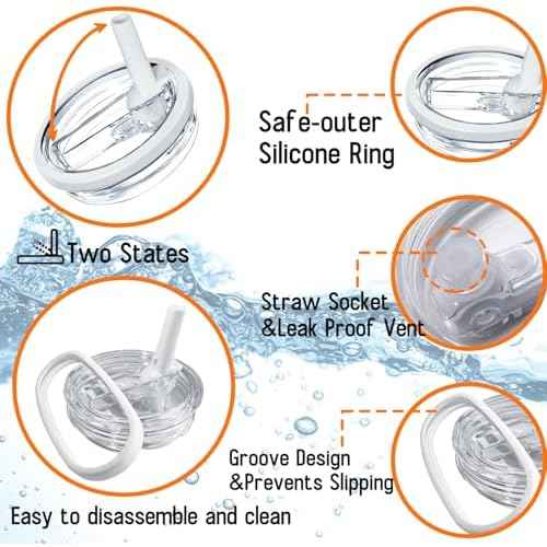 2 Pack Stanley Lid Replacement 40 oz, for Stanley Quencher H2.0 Cup Accessories, Spill-Proof Design, High-End Heat-Resistant Material (Milk White)