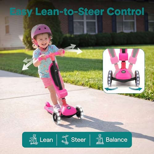 Kids 3 Wheel Scooter with Foldable Seat LED Wheels and Adjustable Handlebar