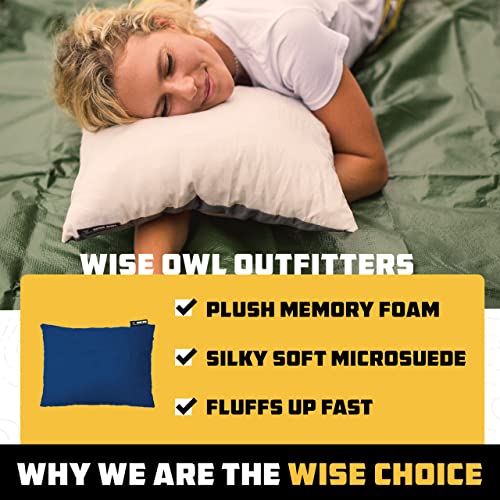 Camping Pillow Memory Foam Travel Pillow for Airplane & Outdoor Use - Green, Medium