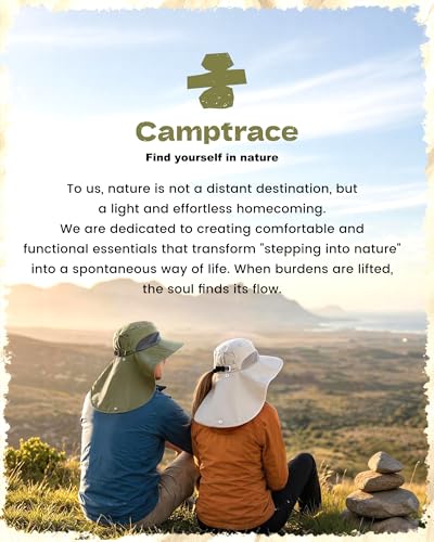 Camptrace Wide Brim Sun Hat for Women and Men with Neck Flap - Dark Grey, One Size