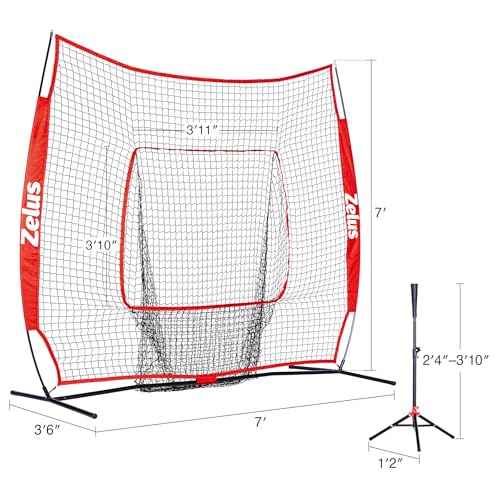 7¡¿7 Baseball Net with Tee Kit, Portable Baseball Net for Hitting and Pitching, Softball Net with Tee, Carry Bag & Weighted Baseball