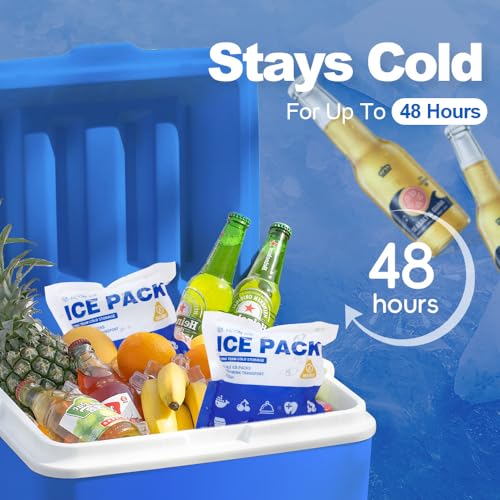 48 Pack Slim Reusable Ice Packs for Coolers Food & Shipping, Long-Lasting Gel