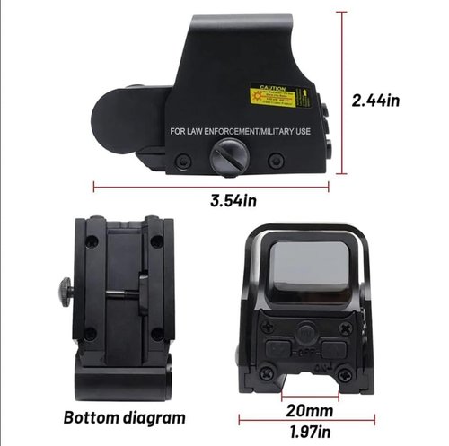 Holographic Sight 552 Red/Green Dot Sight, 5 Brightness Options, 1 MOA Dot, 20mm Rail Mount, Black, Metal/Plastic, Water-Resistant, Shockproof (553)