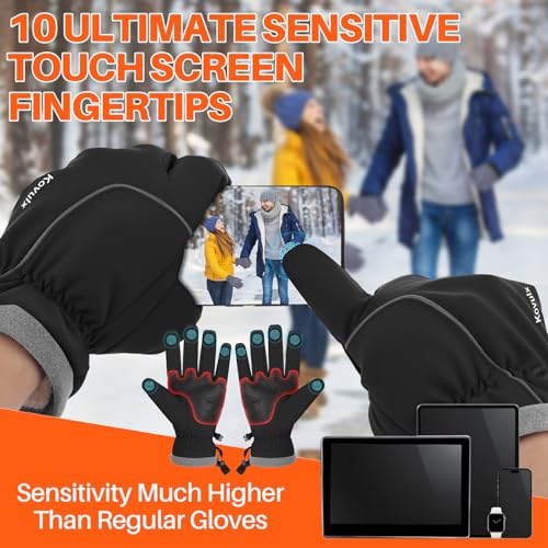 Winter Gloves for Men & Women - Waterproof Touchscreen Thermal Gloves Black Large
