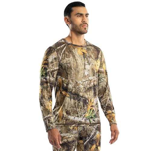 Realtree Mens Polyester Performance Baselayer Long Sleeve Thermal Underwear Top