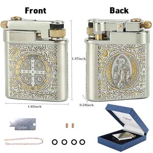 DOUBFIVSY Vintage Trench Lighter, Refillable Kerosene, Mechanical Brass Lighter, Soft Flame, Unique Gift for Men, Dad, Husband (Constantine)