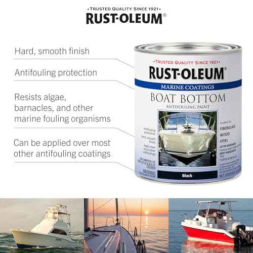 Rust-Oleum Available 207012 Marine Flat Boat Bottom Antifouling Enamel Paint, 1-Quart, Black, (Pack of 1), 32 Fl Oz