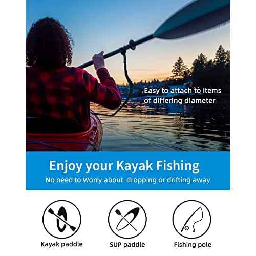 OCEANBROAD Kayak Paddle Leash Stretchable Strap Lanyard Rope for SUP Kayaking Boating Canoeing Fishing Pole Rod 4-7 Feet