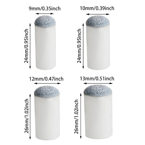 Pengxiaomei 40pcs Slip On Pool Cue Tips Replacement Billiard Cue Tips 4 Sizes Slip-On Cue Tip(9mm/10mm/12mm/13mm, Each Size 10pcs)
