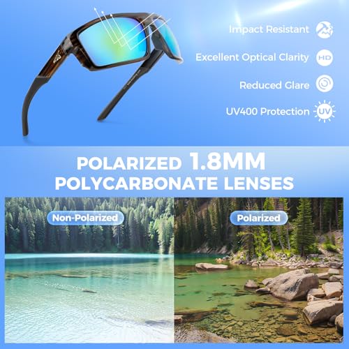 Polarized Bifocal Sunglasses with Wrap Frame - Brown-Green Mirror, 2.5 Reading