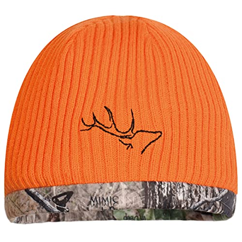 EDTREK Waterproof and Windproof Camo Beanie - Timber and Blaze Orange Camo Performance Hunting Hat