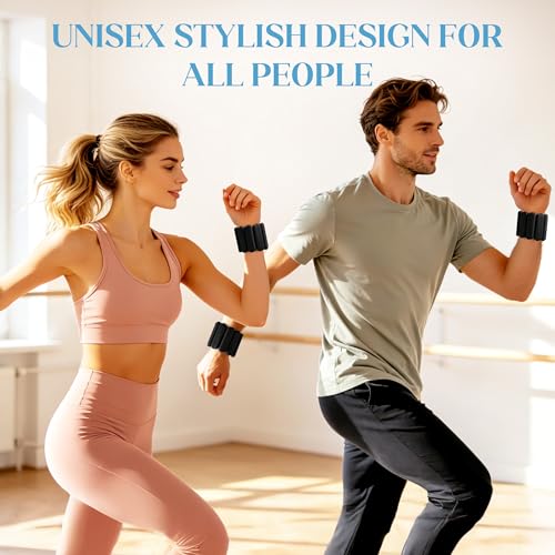 Black Wrist and Ankle Weights Set of 2 (1 lb Each) for Fitness and Exercise