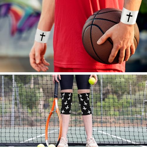 Christian Athletic Tape 4 Pack - Cross Design Wrist & Support Wraps for Sports & First Aid - 2in x 23ft - Black and White - Variation 4