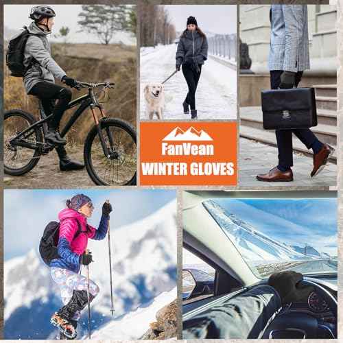 Winter Gloves Men Women Cold Weather: Thermal Waterproof Windprof Touchscreen for Runing Cycling Ski Hiking - Black