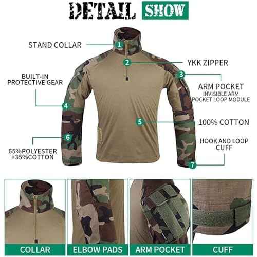 EMERSONGEAR Men's Tactical Shirt,Gen3 Airsoft Combat Army Paintball Quick Dry Long Sleeve BDU T-Shirt Top