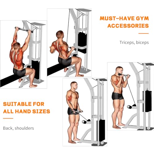 Gym Cable Lat Pulldown Bar 360° Rotating Strength Training Attachments