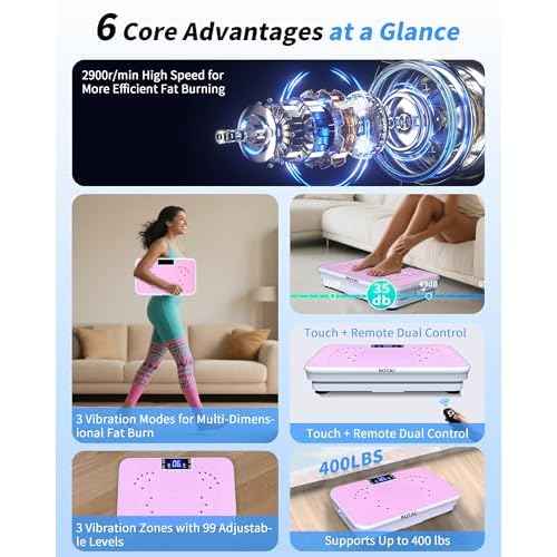 Shake Plate Vibration Exercise Machine for Lymphatic Drainage Massager & Weight Loss, 400 lbs Capacity Whole Body Vibrating Plate Workout for Women and Men
